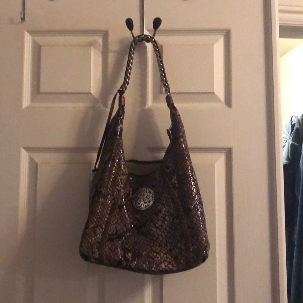 Brown Brighton Crocodile Print Handbag
